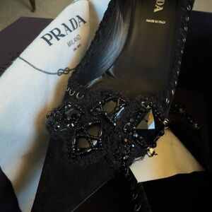 Prada Black Embellished Heels